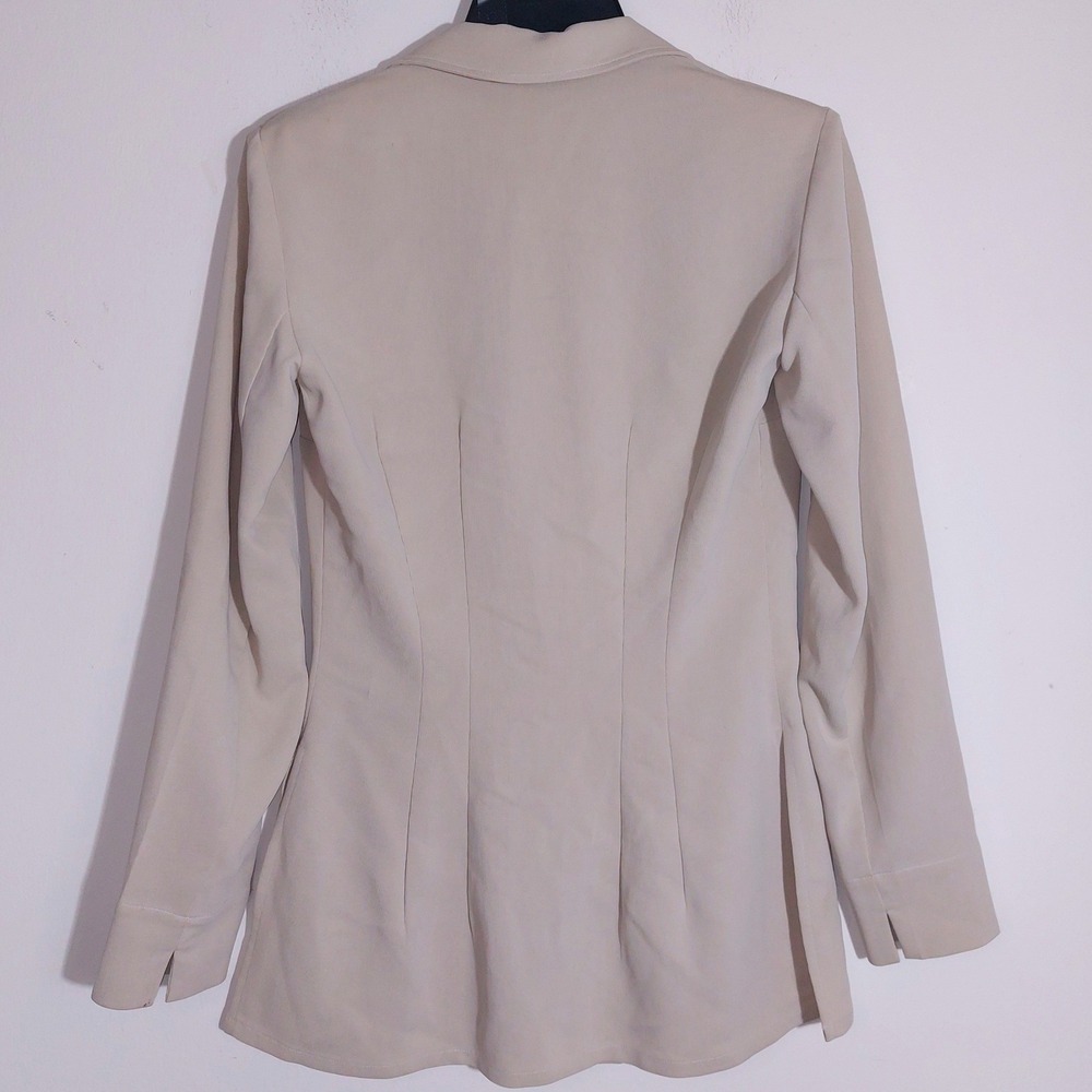 Pablo Paris Women's Vintage Beige Tailored Ribbed Blazer Jacket Size 36 - Picture 8 of 12